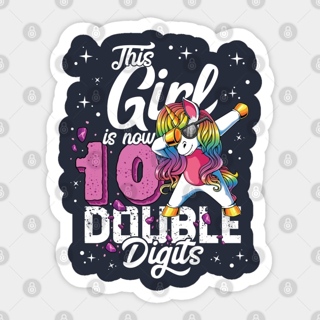 This Girl Is Now 10 Double Digits Dabbing Unicorn Birthday Gift Sticker by BioLite